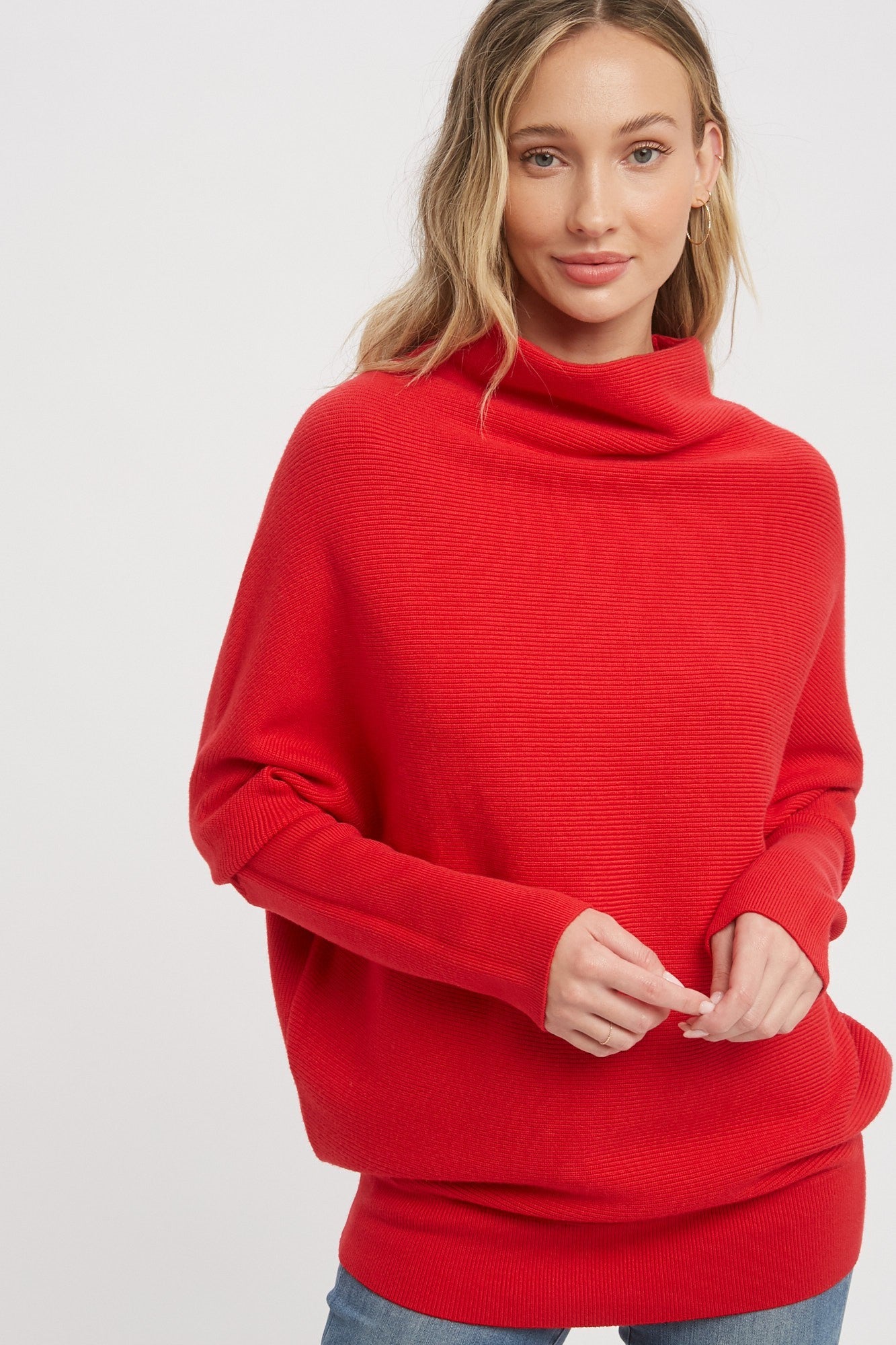 Cowl neck red sweater hotsell