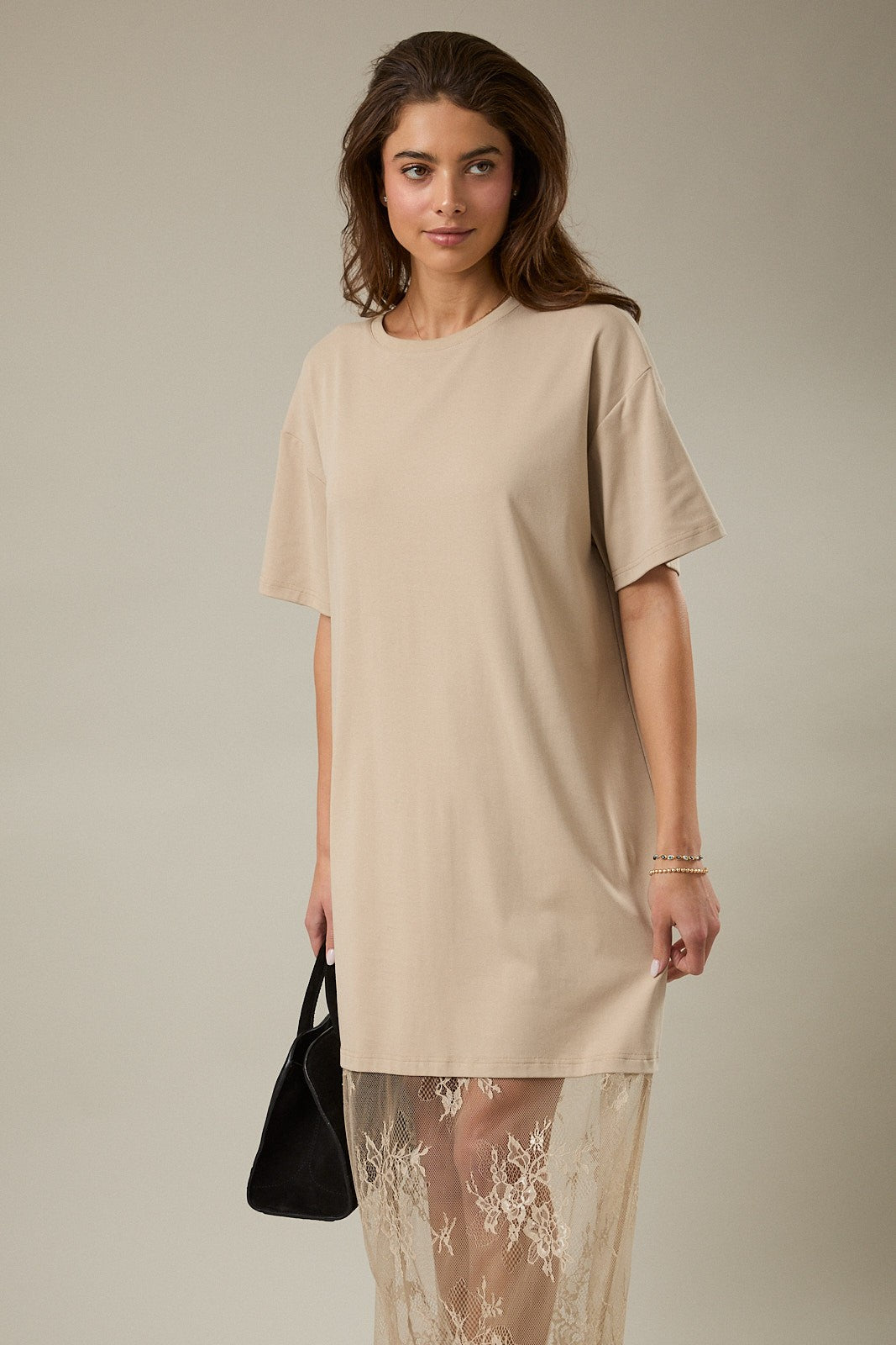 Lace Hem T-Shirt Maxi Dress Large